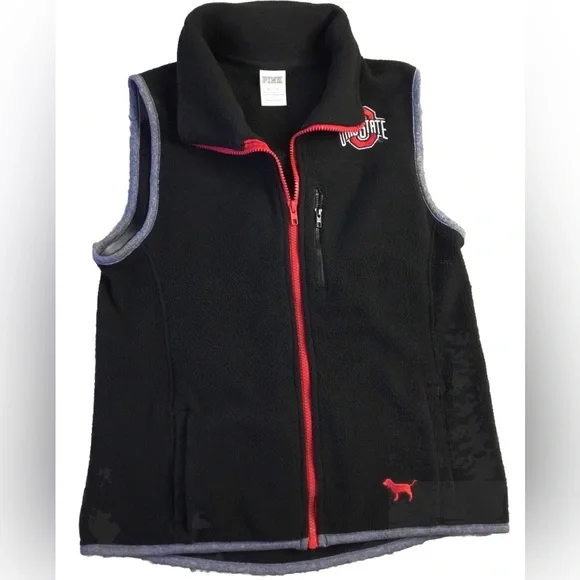 PINK VICTORIA’S SECRET Women’s size X SMALL OHIO STATE FLEECE VEST - Picture 1 of 4